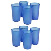 Blue Tinted Plastic Tumblers - Set of 8