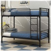 Twin Bunk Bed Frame with Sturdy Metal Construction and Built-in Ladder