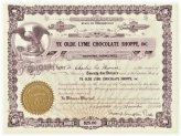 Vintage Chocolate Shoppe Stock Certificate