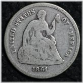 1861 Seated Liberty Silver Half Dime - VG Condition