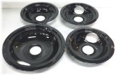 Black Porcelain Drip Pan Set for GE Range