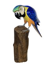 Tropical Wood Parrot Sculpture