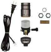 Basic Lamp Hardware Kit - Black Cord and Grey Socket