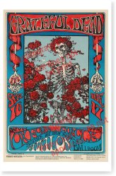 Vintage Concert Poster - Skeleton and Roses Design