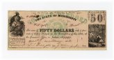 Cotton Pledged" $50 Note from 1862 Mississippi - Civil War Era