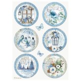 Blue Land Rounds Decoupage Rice Paper