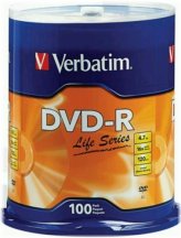 VERBATIM Life Series 16X DVD-R DVDR 4.7GB Branded Logo 100 pack