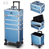 Sky Blue 4-in-1 Lockable Cosmetic Trolley Organizer by Byootique