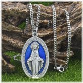 Blue Miraculous Mary Pendant