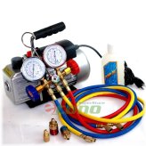 Precision HVAC Gauge and Probe Kit with Vacuum Pump and Hoses