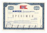 Kayex Corporation Specimen Certificate