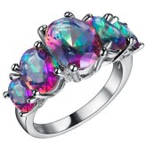 Rainbow Fire Mystic Topaz Ring in 925 Sterling Silver