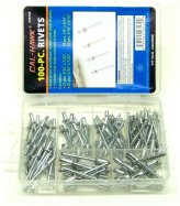 Assorted Aluminum-Headed Steel Rivet Set - 100 Pieces of Different Sizes (3/32", 1/8