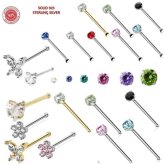 Sparkling Silver Nose Stud with CZ Accent