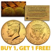 Golden JFK Kennedy Half Dollar Coin (P Mint)