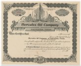 Galveston Hercules Oil Certificate