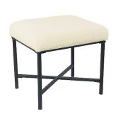 Cozy Cream Sheepskin Square Pouf