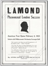 Melodic Echoes: Vintage Print Ad for Frederic Lamond's Silhouette Piano Recital Tour