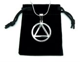 Serenity Circle Necklace - Handcrafted Sobriety Pendant with Triangle Symbol