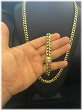 Golden Steel Cuban Link Bracelet and Necklace Set for Men