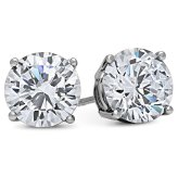 CZ Round Stud Earrings in White Gold