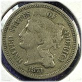 1871 Liberty Head Three Cent Nickel