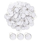 Metal-Rimmed Paper Key Tags - Pack of 100, 1.2 inch, White