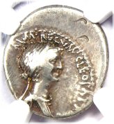 Ancient Silver Denarius of Cleopatra VII and Marc Antony - 34 BC