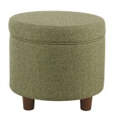 Green Tweed Round Storage Pouf