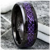 Dragon's Weave Tungsten Carbide Ring with Purple Carbon Fiber Inlay