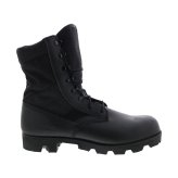 Black Leather Tactical Lace-Up Boots