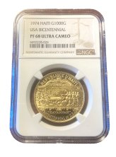 Haiti 1974 Gold 1000 Gourdes NGC PF68UC USA Bicentennial