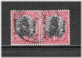 South West Africa Vintage Stamp Pair - 1927 1p Carmine & Black