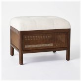 Cane Base Dark Walnut/Cream Ottoman