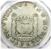 Peruvian Pillar Dollar Silver Coin - 1762, PCGS VF Details