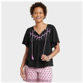 Whimsy Embroidered Flutter Top
