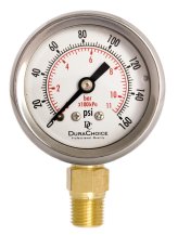 Stainless Pressure Gauge - 160 PSI, Lower Mount