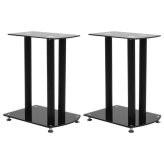 Glass-Top Aluminum Speaker Stands - Set of 2