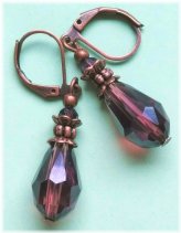 Plum Crystal Teardrop Earrings