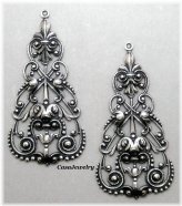 Dapped Filigree Sterling Silver Plated Hang Rings - 2 Piece Set