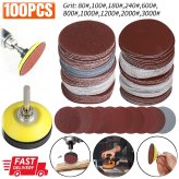 VariSand Hook & Loop Sanding Disc Set - 100pcs, 2 Inches, Multiple Grits