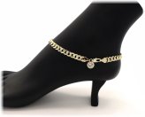 Golden Concave Anklet with CZ Stones