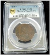 Colonial Era Half Penny - PCGS AU50