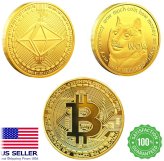 Tri-Coin Commemorative Set: Dogecoin, Bitcoin, Ethereum