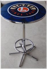 Blue Round High Top Table for Lionel Train Collectors