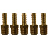 Brass Hose Fitting Pack of 5 - 3/8" Barb x 3/8" MPT