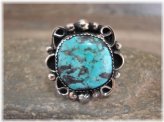 Southwest Turquoise and Silver Ring by Cleveland - Size 9.5