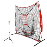 Practice Net with Strike Zone and Portable Batting Tee Set