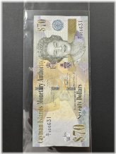 Cayman Islands Queen Elizabeth Commemorative 70 Dollar Banknote 2023 UNC