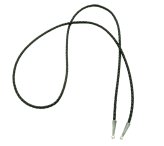 Black Leather Ribbed Bolo Tie